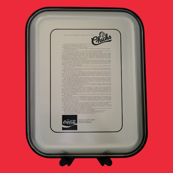 Vintage 1984 MEMPHIS CHICKS Baseball COCA-COLA Metal Serving Tray - Picture 2 of 2